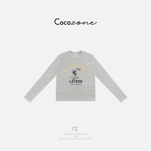 COCO ZONE 刘一一 25新款撞色字母图案圆领长袖T恤CD2A0371 商品图0
