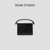 ROMI STUDIO“复古优雅”100%牛皮复古黑金顶部手柄手提包 24SSB217 商品缩略图0