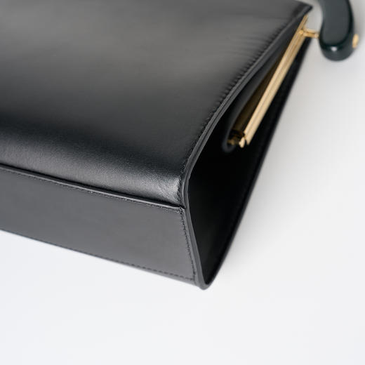 ROMI STUDIO“复古优雅”100%牛皮复古黑金顶部手柄手提包 24SSB217 商品图5