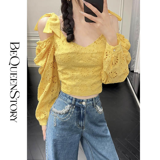 余潇潇【柔情海盐】2025春装新款重工花朵脚口渐变牛仔裤 商品图2