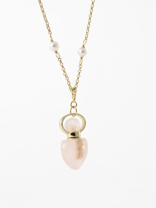 MELI&MOLI |芙蓉石迷你爱心吊坠珍珠满天星项链—五行之火 商品图0