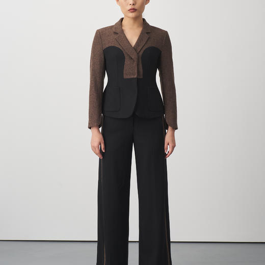 撞色拼接羊毛阔腿裤 商品图3