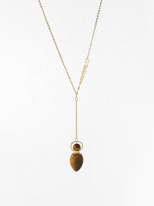 MELI&MOLI |黄虎眼石迷你树叶吊坠925银柳叶锁骨颈链—五行之土 商品图0