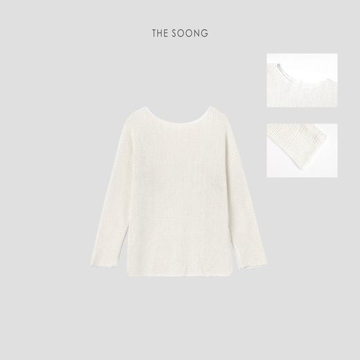 THESOONG"无拘本色"亚麻高捻舒适挺阔感混纱针织镂空上衣HWMY6602 商品图5