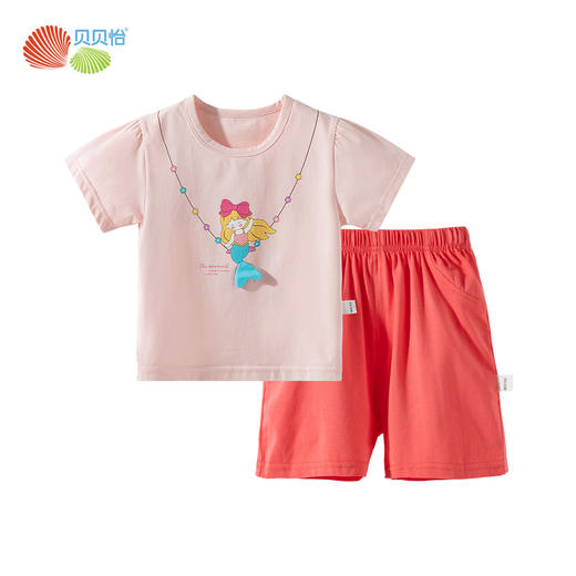 贝贝怡25夏季新款女童凉感短袖T恤宽松透气短裤两件套运动休闲冰感套装ZB2ET003 商品图1