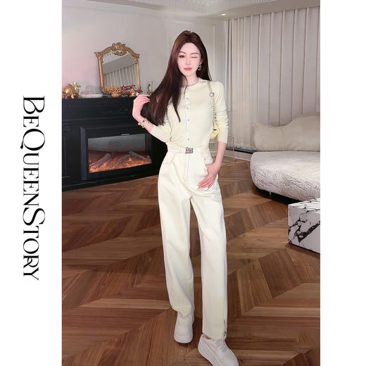 余潇潇【香草奶贝】2025春装新款轻奢百搭宽松舒适显瘦萝卜牛仔裤 商品图0