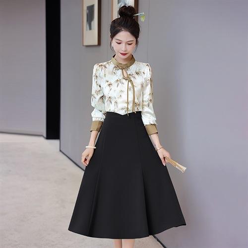 时尚复古盘扣优雅，收腰显瘦A字摆半裙百搭潮流两件套HR-SSQJRA685-6 商品图4