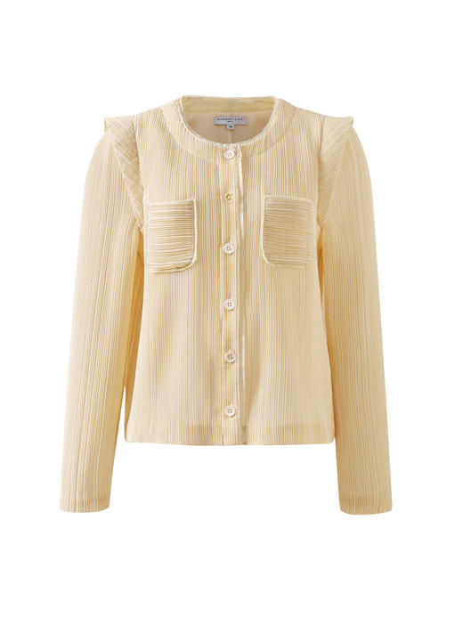 褶皱手工肌理面料淡黄色/浅绿色套装 商品图3