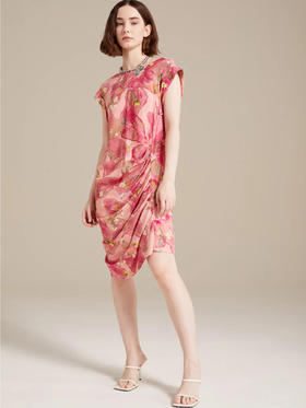 火山雏菊印花优雅连衣裙