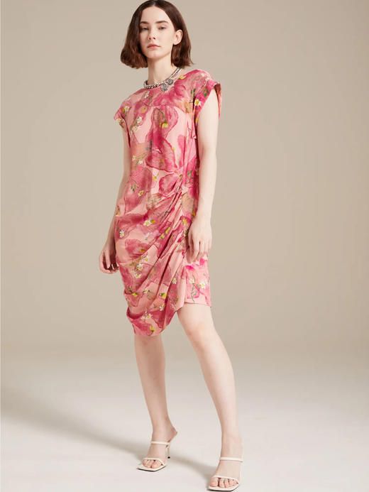 火山雏菊印花优雅连衣裙 商品图0