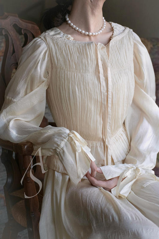 Phaedo  米金色丝羊毛细褶胸衣 商品图5