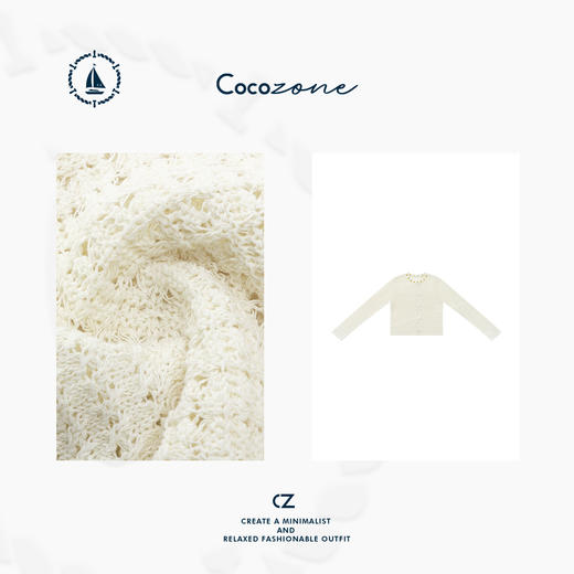 COCO ZONE 刘一一【黑标系列】 异域度假风圆领针织开衫CD1A0247 商品图3