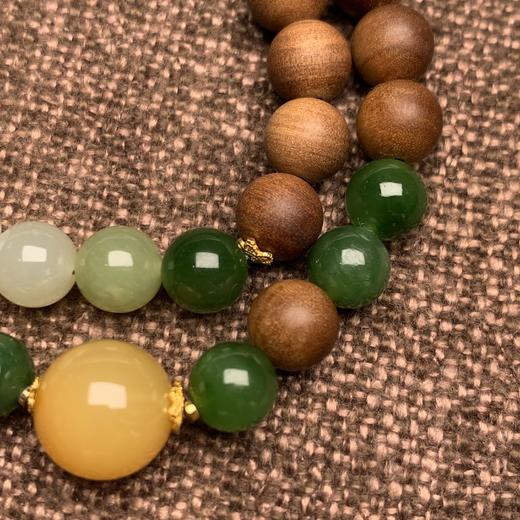 【青山精选】0.8*35颗 原创老山檀 黑肉搭配和田玉 y 商品图3