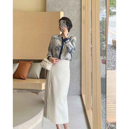 顺丰包邮洛诗琳13519春夏新款气质开衩A字通勤半身裙女0703 商品图2