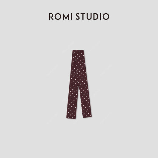 ROMI STUDIO“法式优雅”100%桑蚕丝红白波点系脖发带飘带 436D6105 商品图0