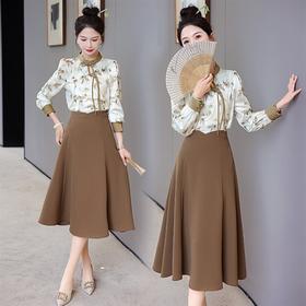 时尚复古盘扣优雅，收腰显瘦A字摆半裙百搭潮流两件套HR-SSQJRA685-6