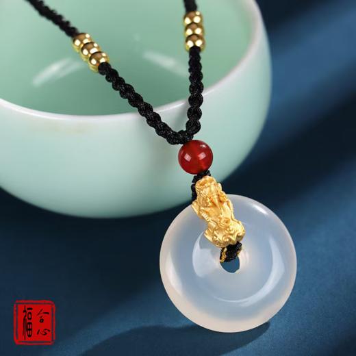 【易德老师推荐】银貔貅白/黑玛瑙平安扣 商品图1