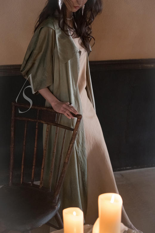 Phaedo  古绿金/暮金色宫廷袖真丝外套 商品图2