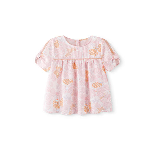 【商场同款】英氏儿童T恤夏季透气纯棉短袖上衣女童甜美T恤裙上衣 商品图4