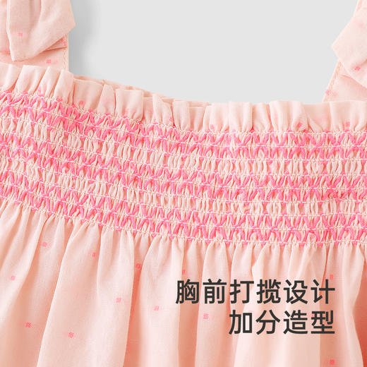 【商场同款】英氏女童连衣裙夏季透气可爱蝴蝶结小女孩吊带裙子 商品图3