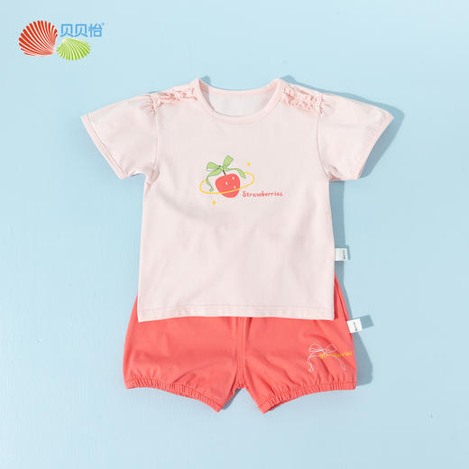 贝贝怡【凉感短袖套装】夏季新款女童冰感T恤+宽松透气短裤运动休闲套装ZB2ET004 商品图1