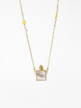 MELI&MOLI |珍珠贝壳月光宝盒吊坠 随形珠+珍珠点缀项链—五行之金