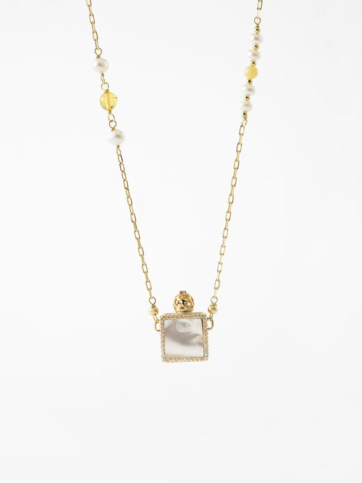 MELI&MOLI |珍珠贝壳月光宝盒吊坠 随形珠+珍珠点缀项链—五行之金 商品图0