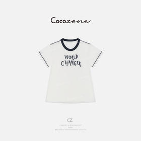 COCO ZONE 刘一一2025新款撞色圆领小众字母短袖T恤CD2A0348
