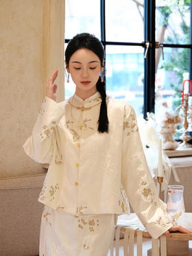 盛唐牡丹 |重缎真丝梅竹蝶手推绣外套