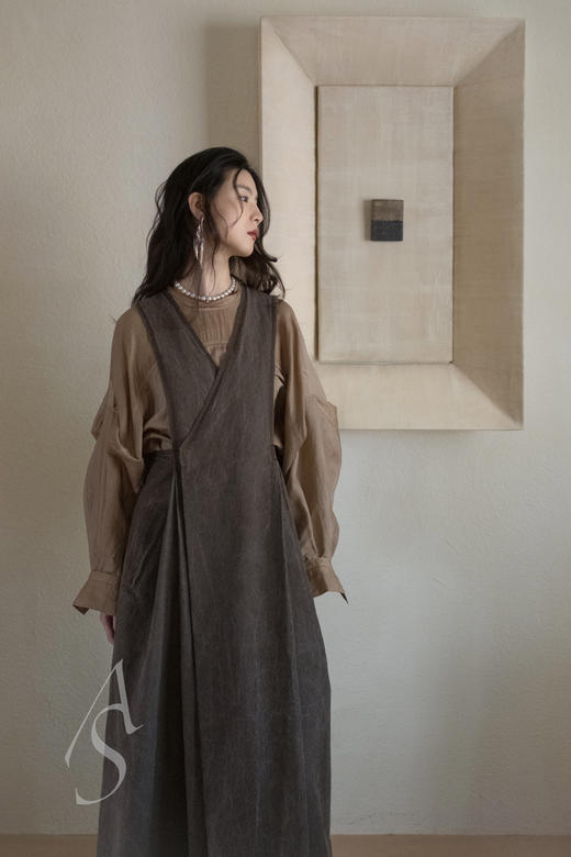 Phaedo  褐金色丝棉廓形背心裙 商品图1