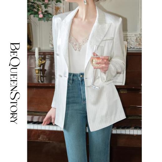 余潇潇【欲望都市】2025春装新款轻奢气质时尚醋酸枪驳领西装外套 商品图3