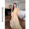 余潇潇【向阳花神】100桑蚕丝精致烫钻大裙摆欧若风连衣裙2025春装 商品缩略图3