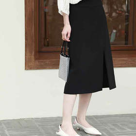 顺丰包邮洛诗琳13519春夏新款气质开衩A字通勤半身裙女0703
