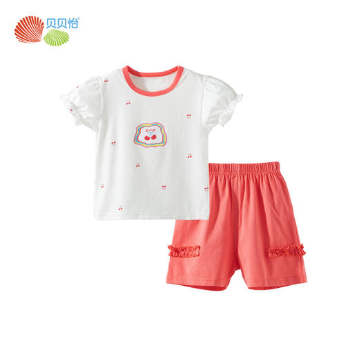 ZB2ET001贝贝怡【花边袖冰感套装】2025夏季新款女童凉感短袖T恤轻薄短裤两件套 商品图2