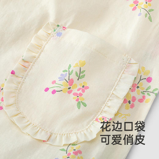 【商场同款】英氏儿童裤子夏季透气女童背带裤可爱碎花纯棉连体裤 商品图3