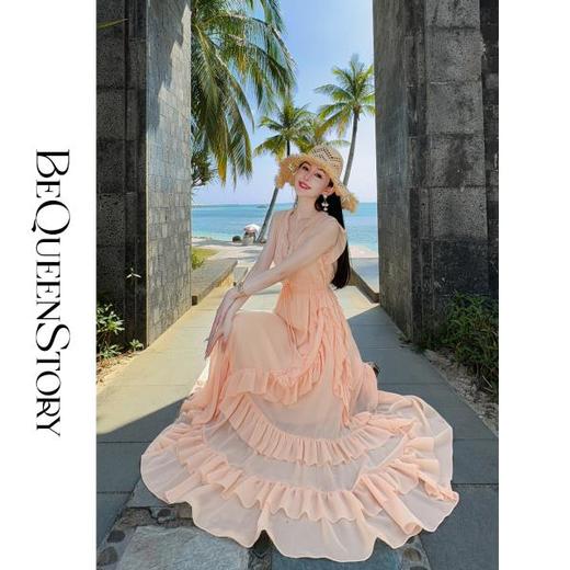 余潇潇【一见倾心】2025春装新款欧若风层次感荷叶边仙女大摆连衣裙 商品图0