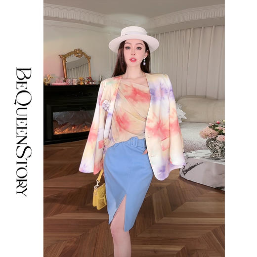 余潇潇【静谧蓝调】2025春装新款轻奢高级感时髦性感欧若风包臀短裙 商品图0