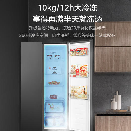 美的（Midea）529升 对开门家用冰箱 智能风冷无霜 一级双变频 冷藏PT净味除菌 恒温保鲜BCD-529WKPM(E) 远山黛【专】 商品图4
