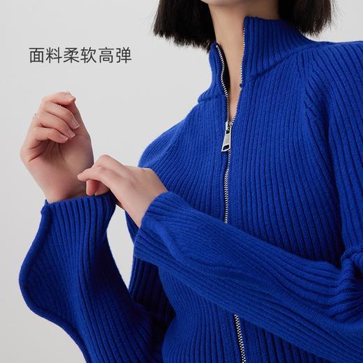 设计感波浪袖拉链时尚收腰显瘦气质百搭修身紧身立领毛衣 商品图2