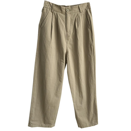 简约日系风全棉工装裤女秋季松紧高腰显瘦百搭宽松休闲九分萝卜裤 商品图4