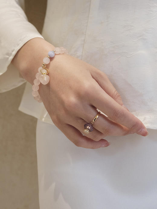 MELI&MOLI |芙蓉石迷你爱心瓶蓝纹玛瑙点缀芙蓉石手链—五行之火 商品图4