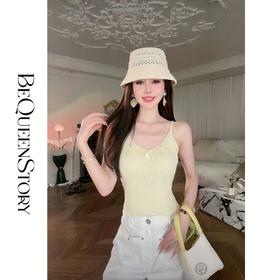 余潇潇【布朗慕斯】2025春装新款时髦肌理感纱线领口手工缝珠吊带