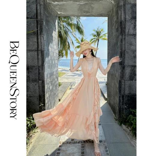 余潇潇【一见倾心】2025春装新款欧若风层次感荷叶边仙女大摆连衣裙 商品图4