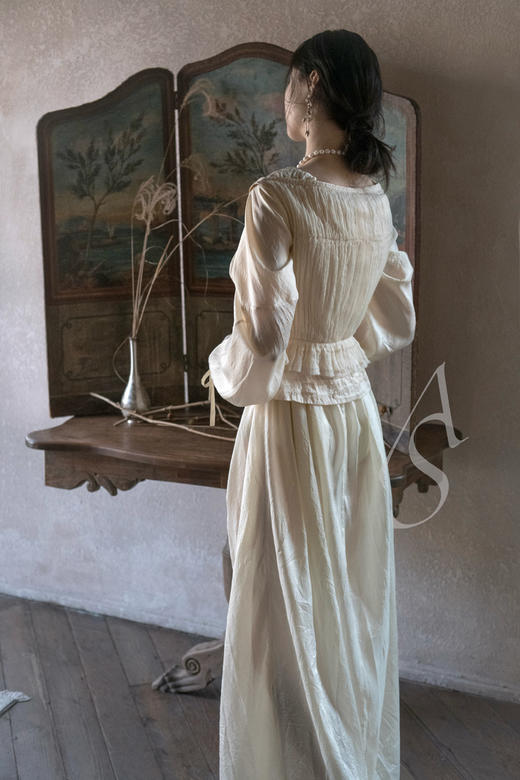 Phaedo  米金色丝羊毛细褶胸衣 商品图3