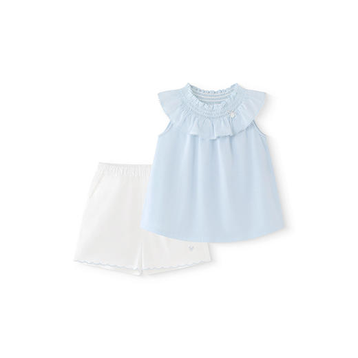 【商场同款】英氏儿童套装夏季透气休闲衣裤套女童背心中裤套装 商品图4