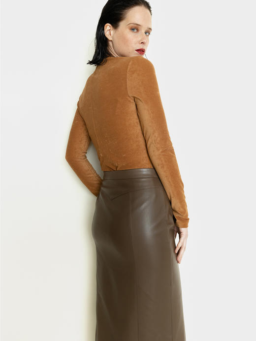 法式极简高开叉可调环保皮长半裙 商品图4