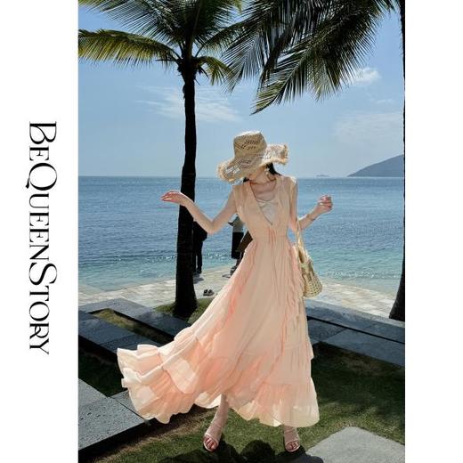 余潇潇【一见倾心】2025春装新款欧若风层次感荷叶边仙女大摆连衣裙 商品图2