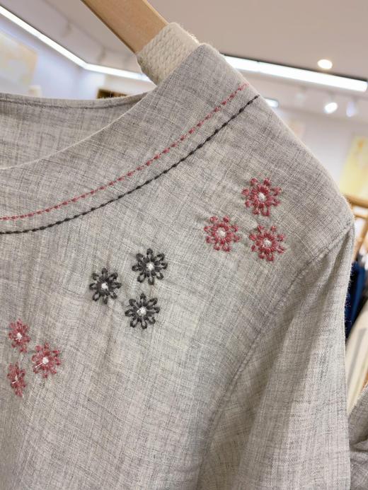 松植屋女士《白喆》圆领七分袖九分裤睡衣套装女款色织双层纱家居服 商品图9