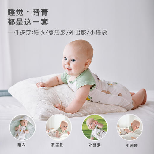 [夏季薄款连体衣]卓儿薄款薄荷纤维凉感丝滑短袖连体衣新生儿衣服开襟半袖婴儿哈衣 商品图3