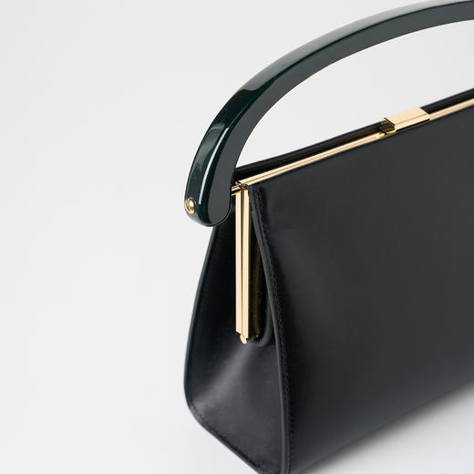 ROMI STUDIO“复古优雅”100%牛皮复古黑金顶部手柄手提包 24SSB217 商品图3